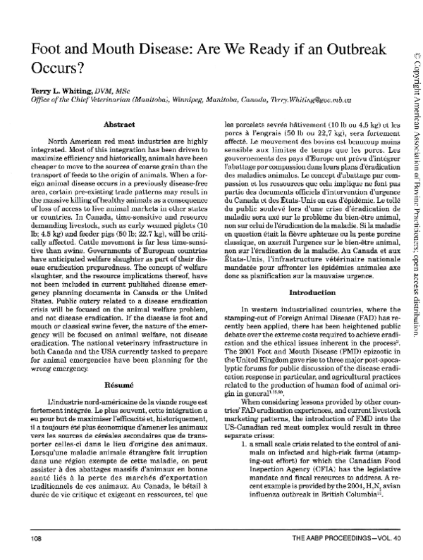 (PDF) Foot and Mouth Disease