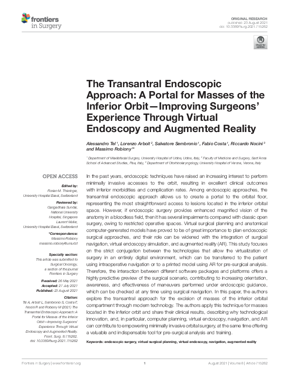 (PDF) The Transantral Endoscopic Approach: A Portal for Masses of the ...