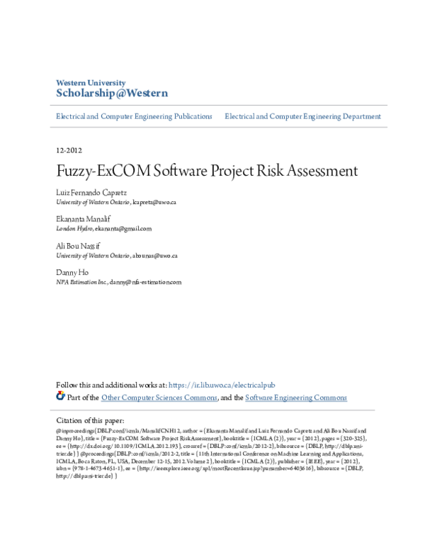 (PDF) Fuzzy-ExCOM Software Project Risk Assessment