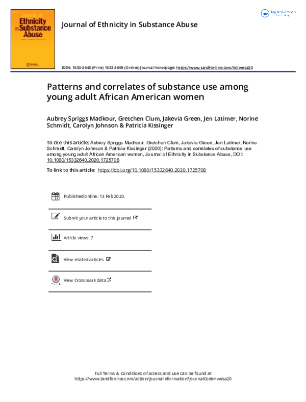 (PDF) Patterns and correlates of substance use among young adult ...