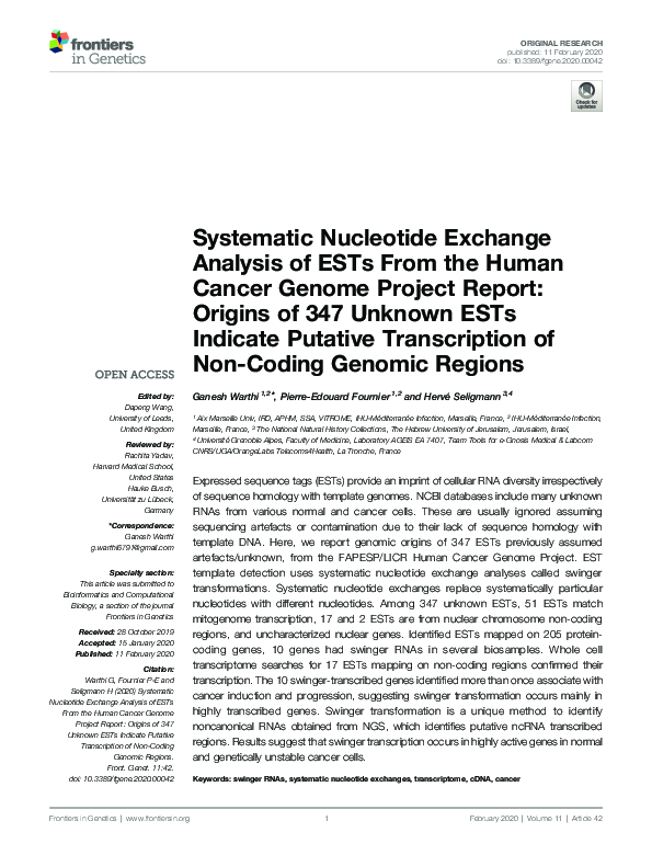 (PDF) Systematic Nucleotide Exchange Analysis of ESTs From the Human ...