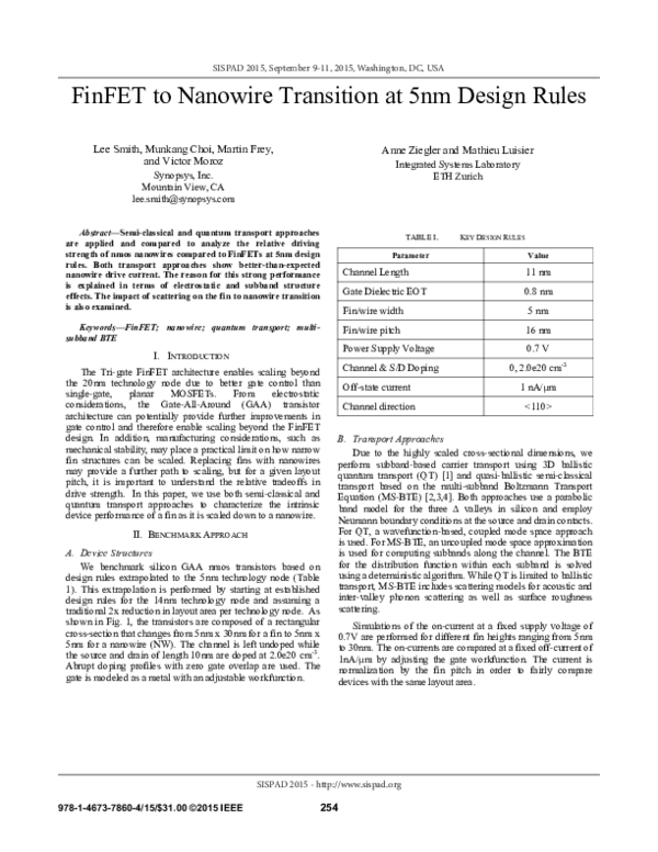 (PDF) FinFET to nanowire transition at 5nm design rules