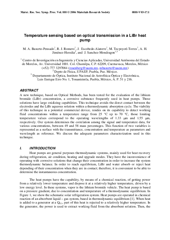 (PDF) Temperature sensing based on optical transmission in a LiBr heat pump