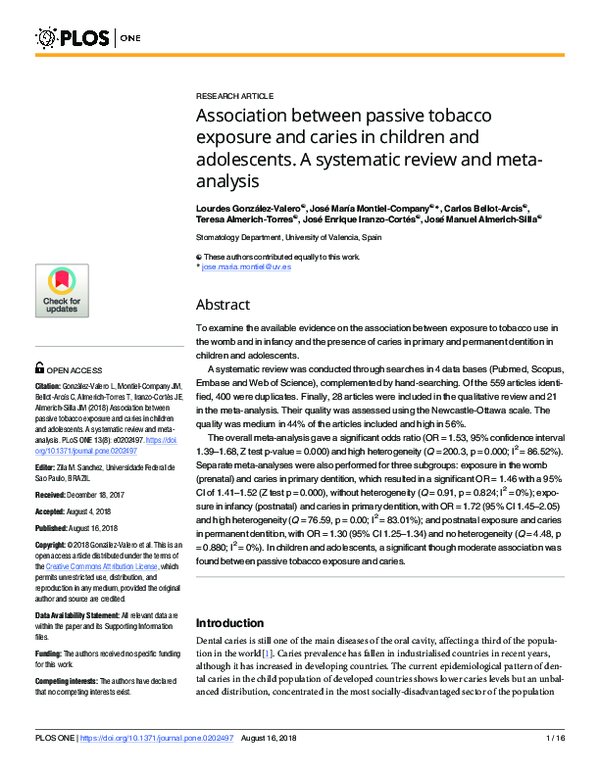 (PDF) Association between passive tobacco exposure and caries in ...