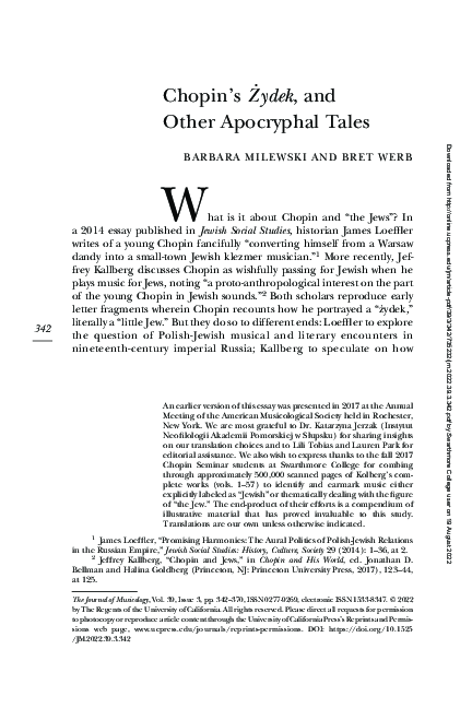 (PDF) Chopin’s Żydek, and Other Apocryphal Tales