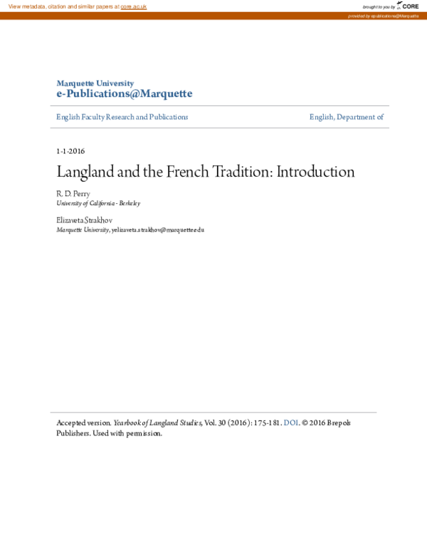 (PDF) Langland and the French Tradition: Introduction