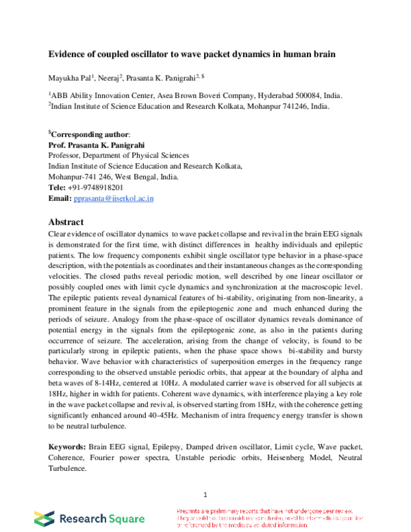 (PDF) Evidence of coupled oscillator to wave packet dynamics in human brain