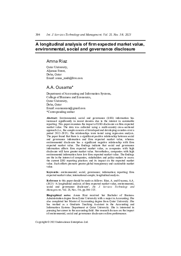 (PDF) A longitudinal analysis of firm expected market value ...