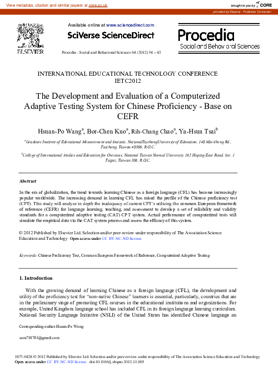 (PDF) The Development and Evaluation of a Computerized Adaptive Testing ...
