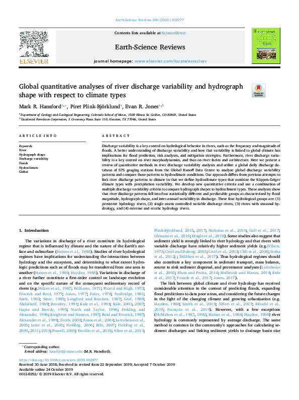 (PDF) Global quantitative analyses of river discharge variability and ...