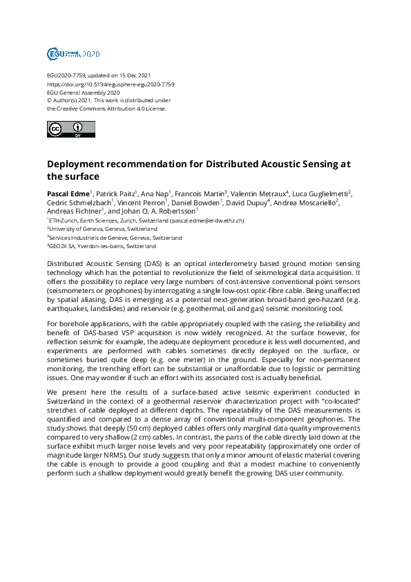 (PDF) Deployment recommendation for Distributed Acoustic Sensing at the ...