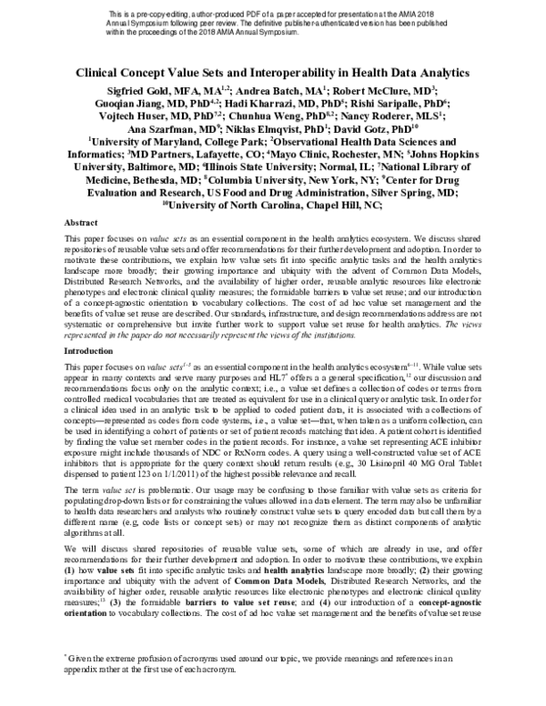 (PDF) Clinical Concept Value Sets and Interoperability in Health Data ...