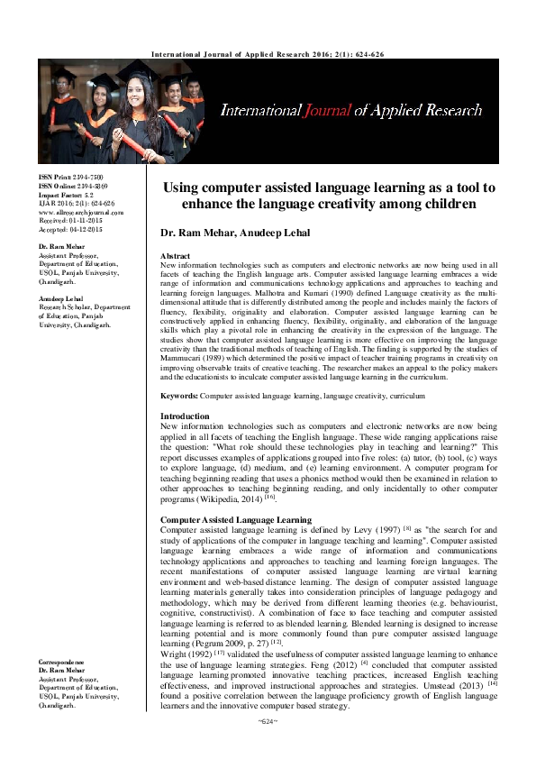 (PDF) Using computer assisted language learning as a tool to enhance ...