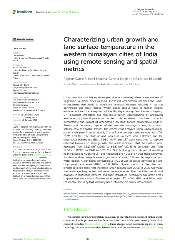(PDF) Characterizing urban growth and land surface temperature in the ...