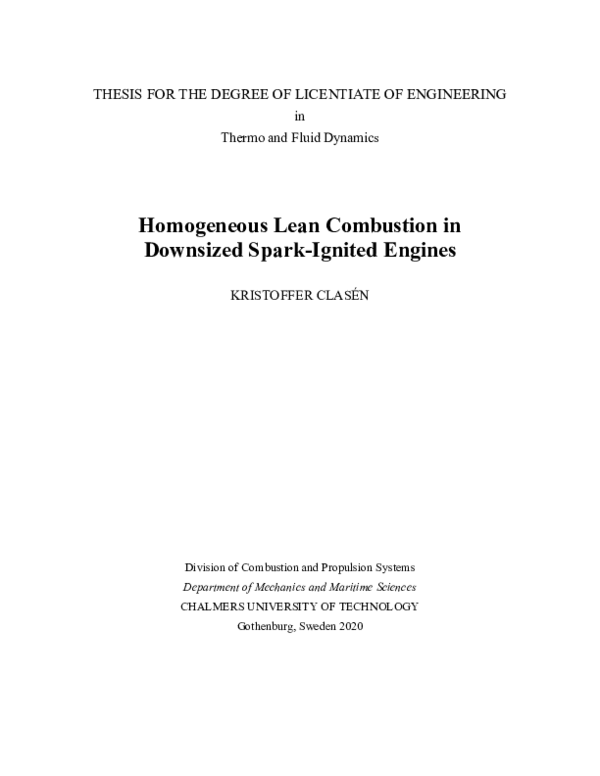 (PDF) Homogeneous Lean Combustion in Downsized Spark-Ignited Engines