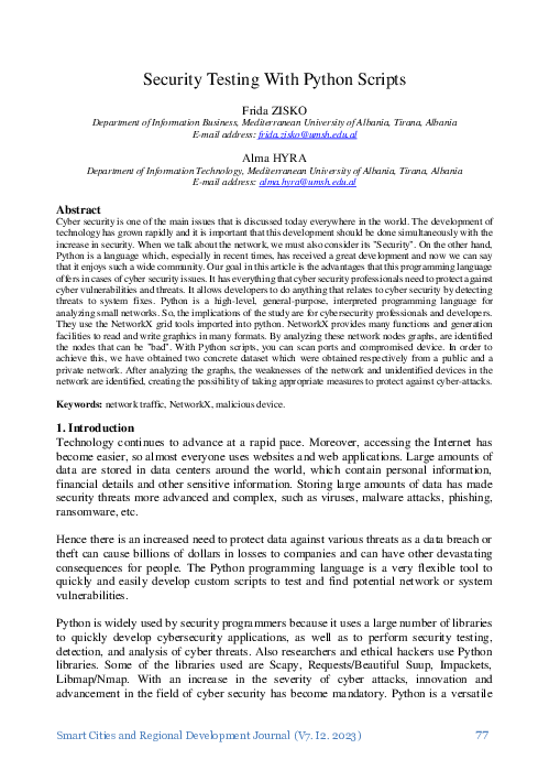 (PDF) Security Testing With Python Scripts