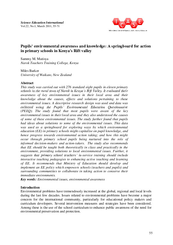 (PDF) Pupils' environmental awareness and knowledge: A springboard for ...