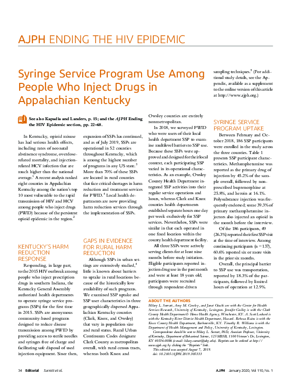 (PDF) Syringe Service Program Use Among People Who Inject Drugs in ...