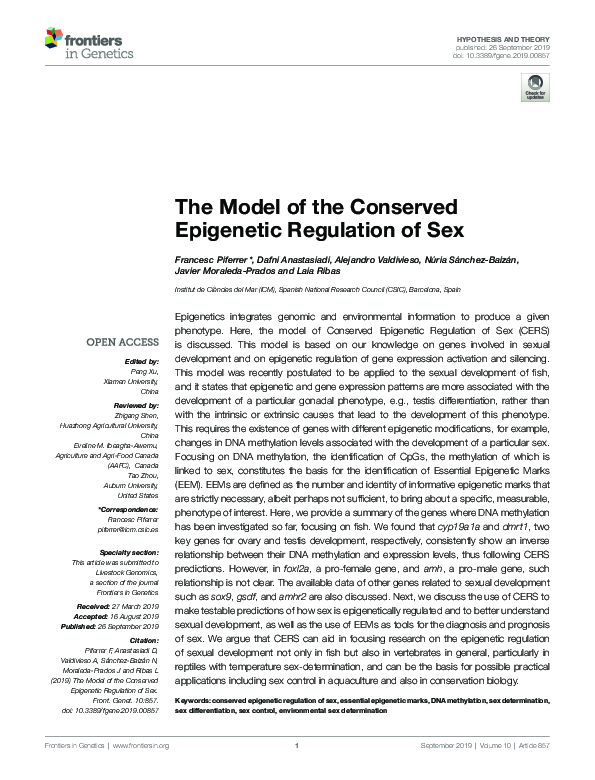 (PDF) The Model of the Conserved Epigenetic Regulation of Sex
