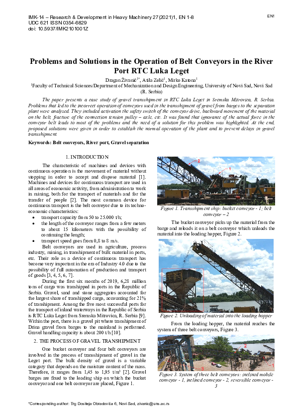 (PDF) Problems and solutions in the operation of belt conveyors in the ...