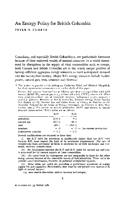 (PDF) An Energy Policy for British Columbia