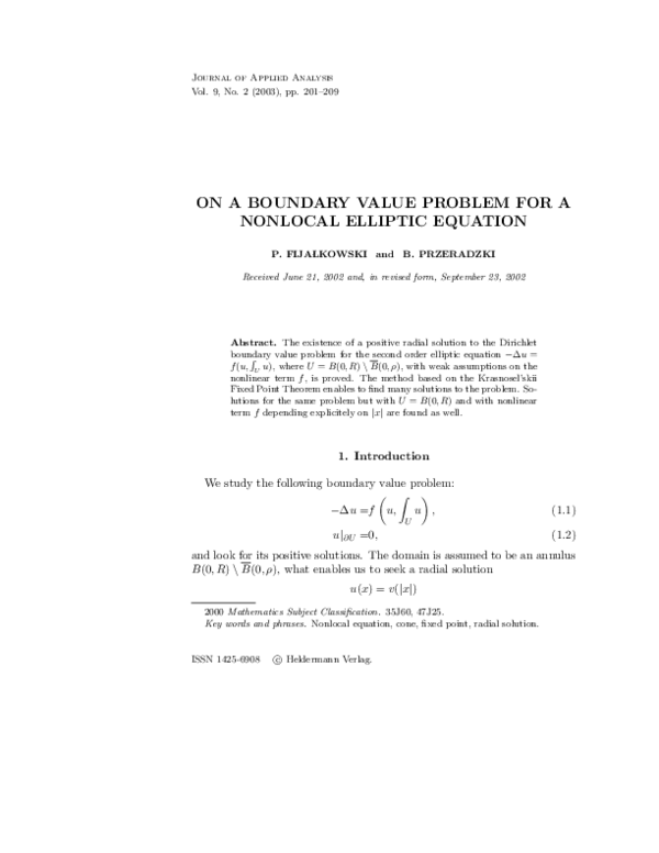 (PDF) On a Boundary Value Problem for a Nonlocal Elliptic Equation