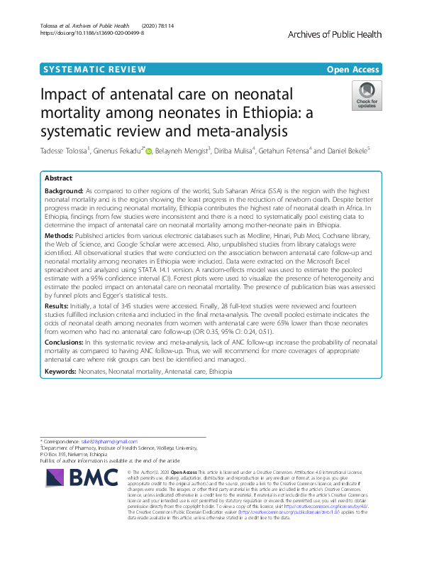 (PDF) Impact of antenatal care on neonatal mortality among neonates in ...