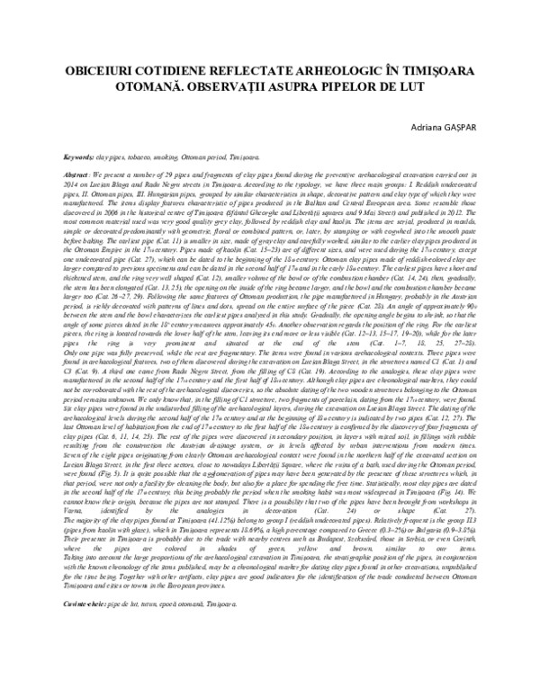 (PDF) Obiceiuri cotidiene reflectate arheologic în Timișoara otomană ...