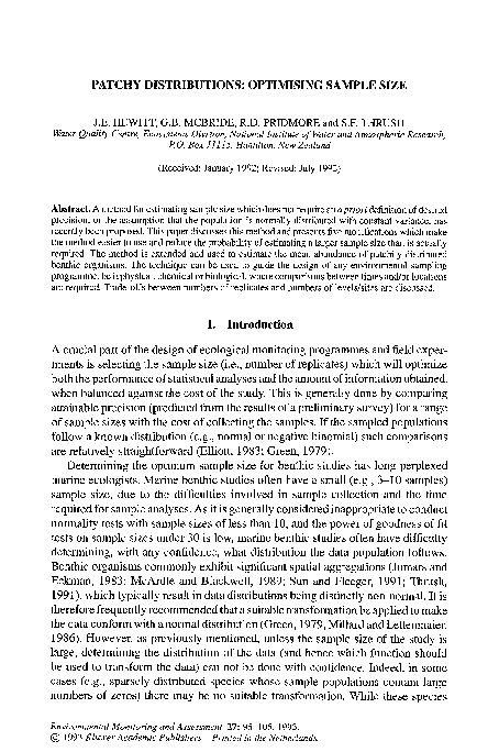 (PDF) Patchy distributions: Optimising sample size