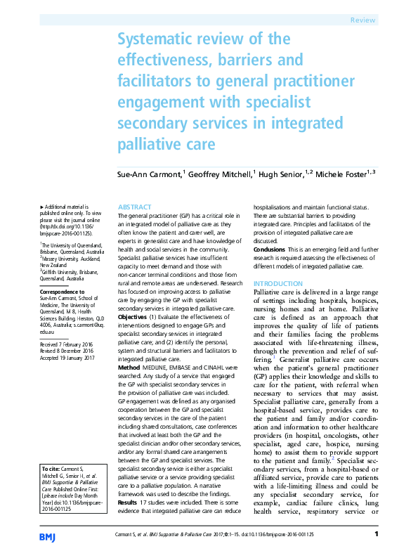 (PDF) Systematic review of the effectiveness, barriers and facilitators ...