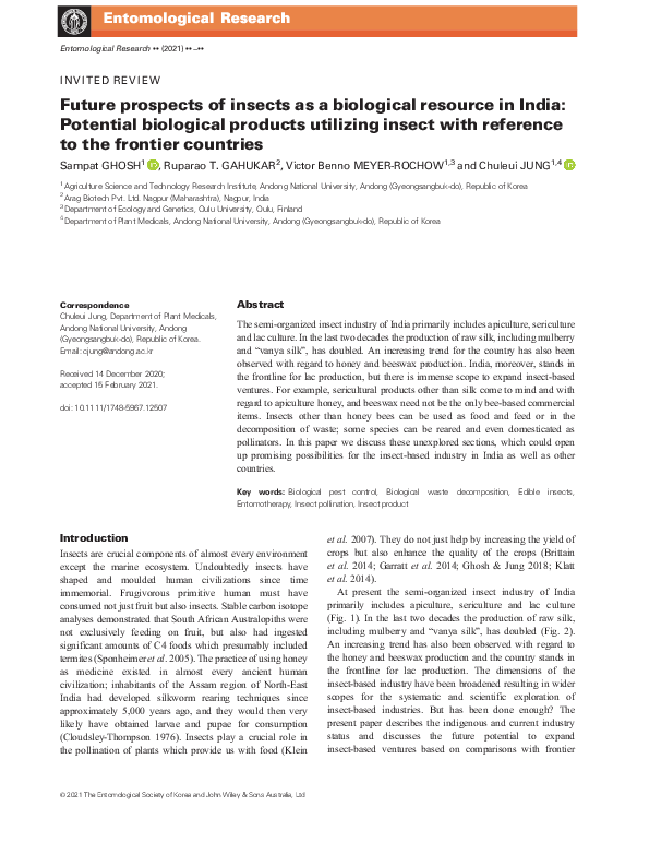 (PDF) Future prospects of insects as a biological resource in India ...