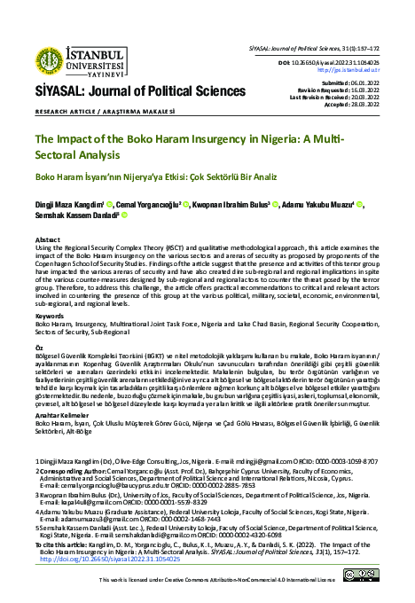 (PDF) The Impact of the Boko Haram Insurgency in Nigeria: A ...
