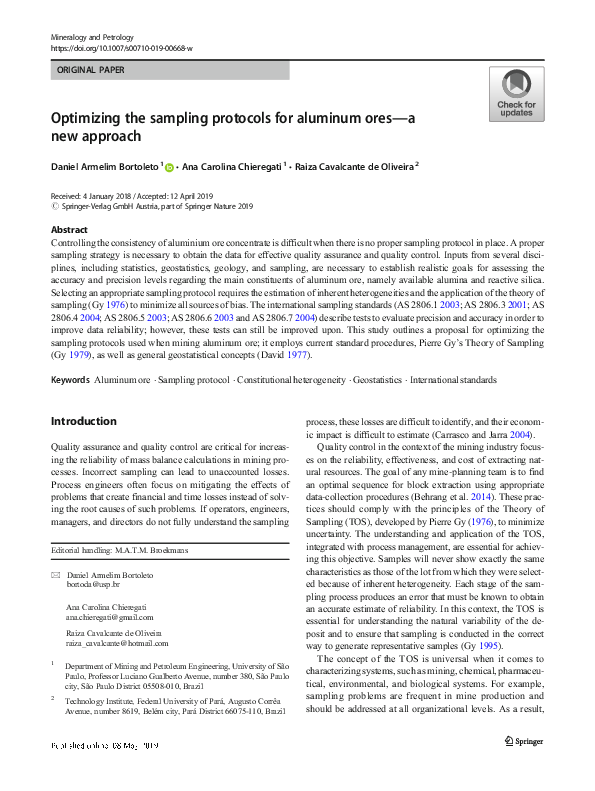 (PDF) Optimizing the sampling protocols for aluminum ores—a new approach