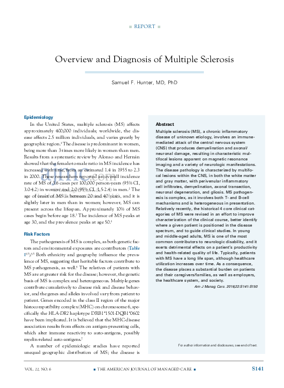 (PDF) Overview and diagnosis of multiple sclerosis