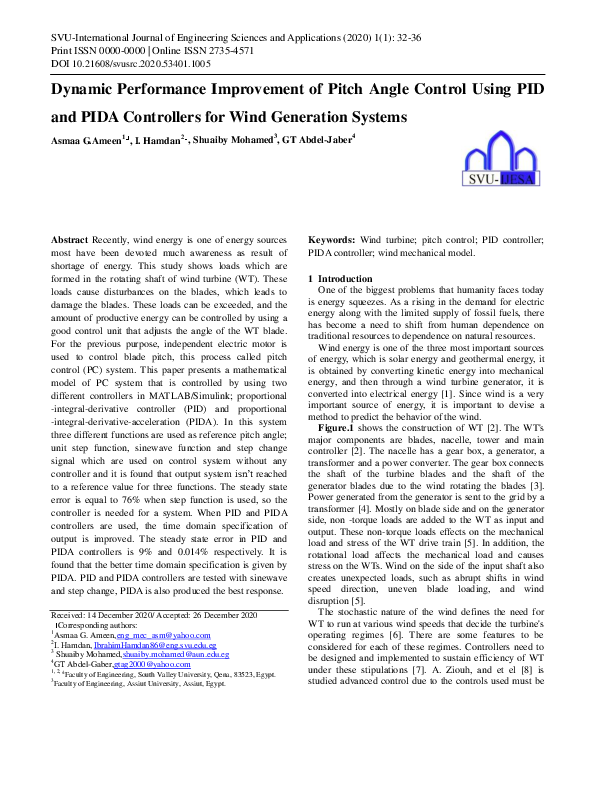 (PDF) Dynamic Performance Improvement of Pitch Angle Control Using PID ...