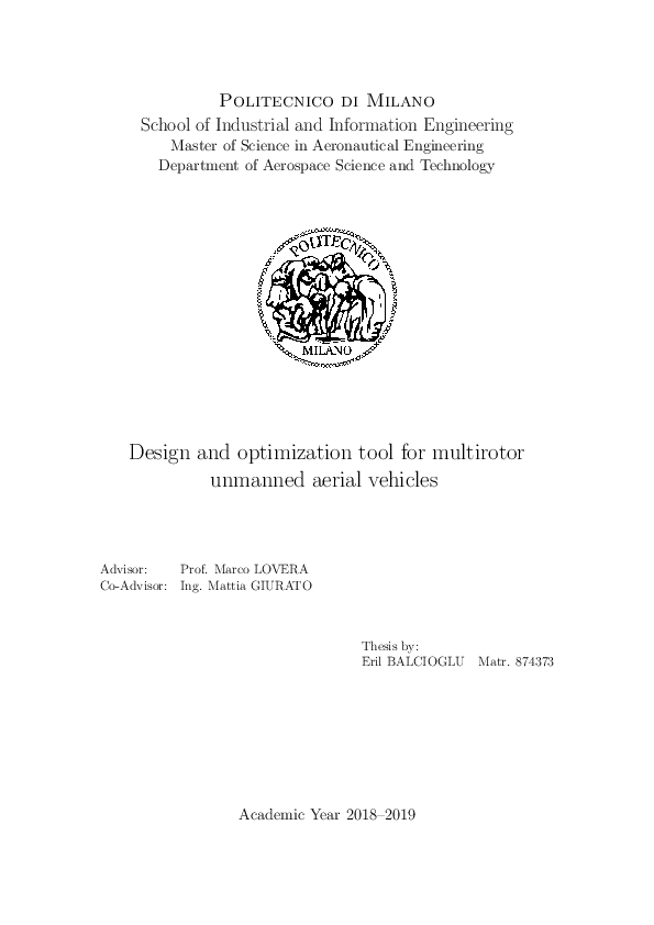 (PDF) Design and optimization tool for multirotor unmanned aerial vehicles