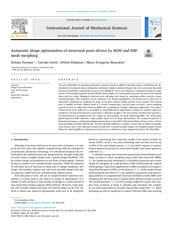 (PDF) Automatic shape optimisation of structural parts driven by BGM ...