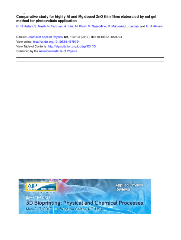 (PDF) Comparative study for highly Al and Mg doped ZnO thin films ...