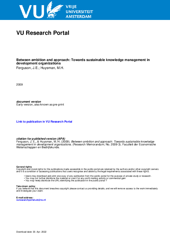 (PDF) Between ambition and approach: towards sustainable knowledge ...