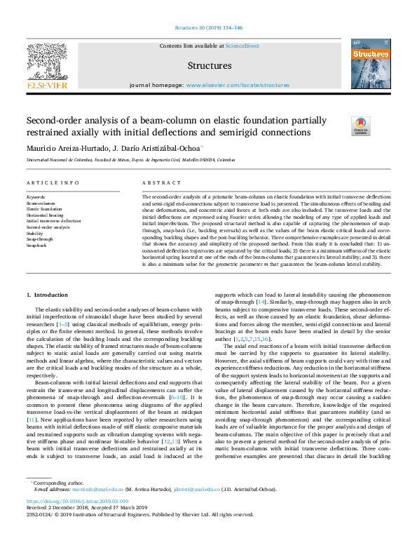 (PDF) Second-order analysis of a beam-column on elastic foundation ...