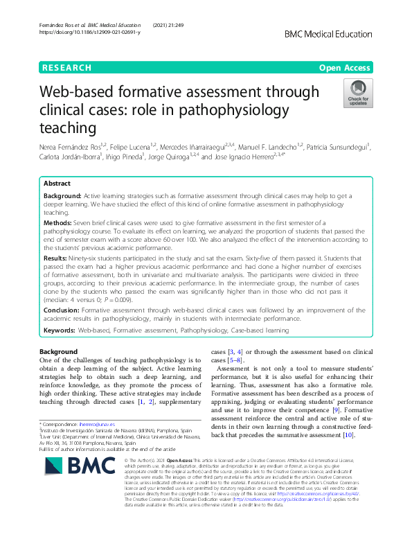 (PDF) Web-based formative assessment through clinical cases: role in ...