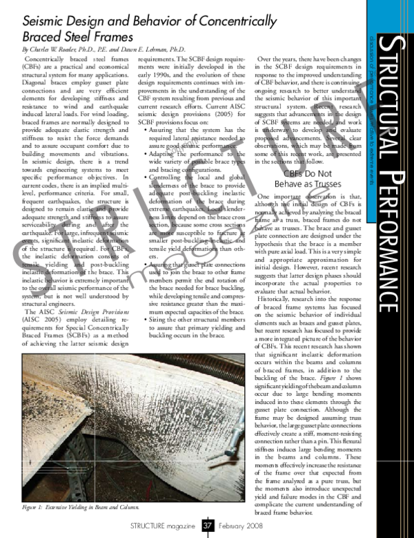 (PDF) Seismic design and behavior of concentrically braced steel frames