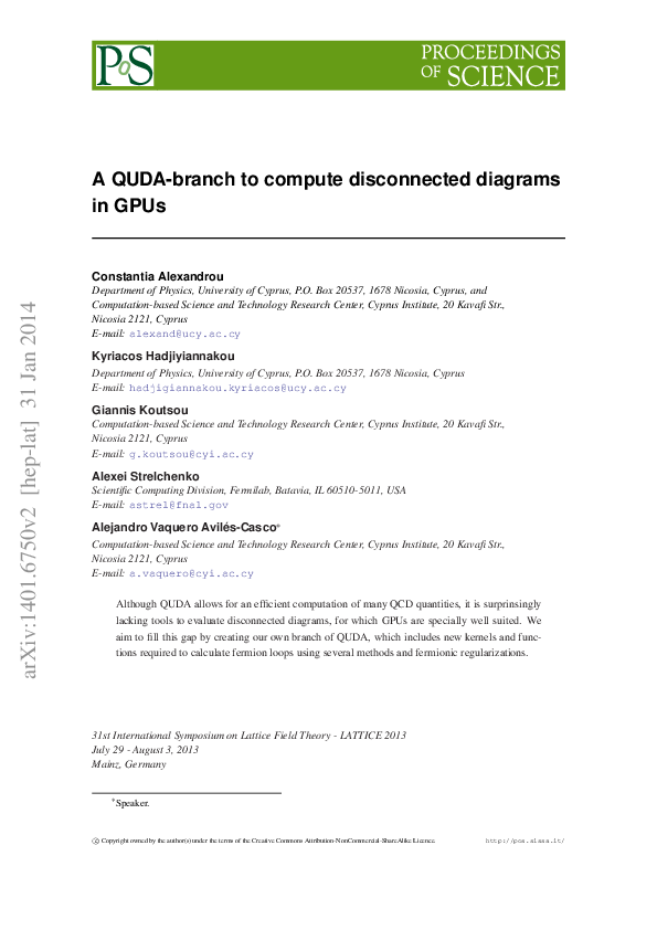 (PDF) A QUDA-branch to compute disconnected diagrams in GPUs | Alexei