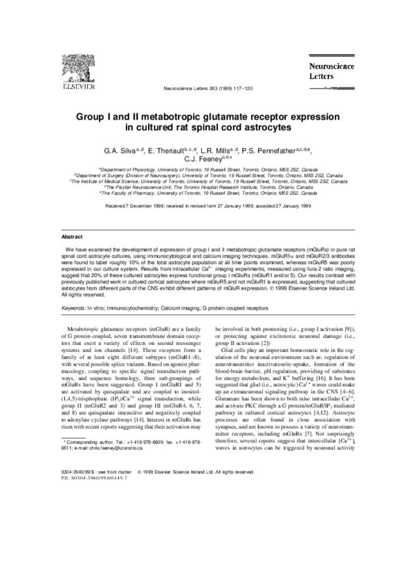 (PDF) Group I and II metabotropic glutamate receptor expression in ...