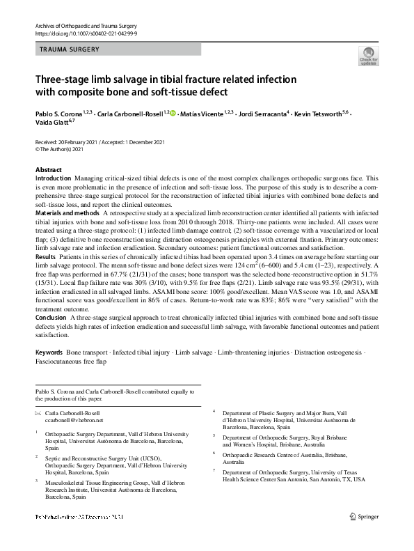 (PDF) Three-stage limb salvage in tibial fracture related infection ...
