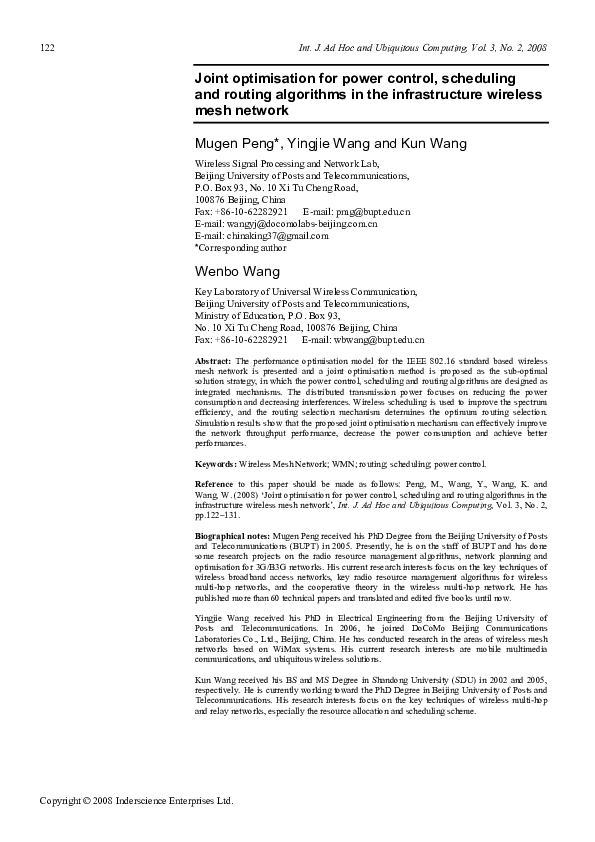 (PDF) Joint optimisation for power control, scheduling and routing ...