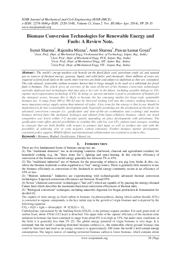 (PDF) Biomass Conversion Technologies for Renewable Energy and Fuels: A ...