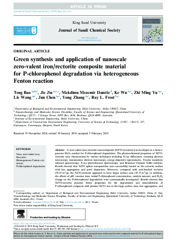 (PDF) Green synthesis and application of nanoscale zero-valent iron ...