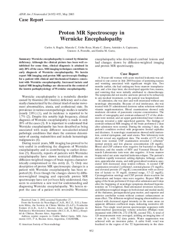 (PDF) Proton MR Spectroscopy in