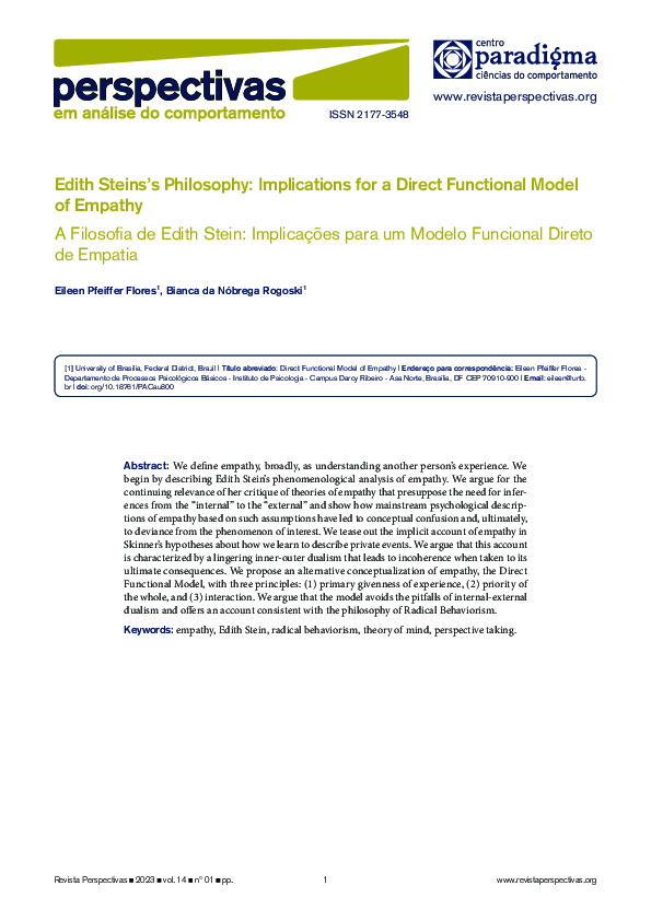 (PDF) Edith Steins’s Philosophy: Implications for a Direct Functional ...